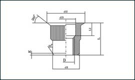 резьбовая заклепка малый фланец с рифлением